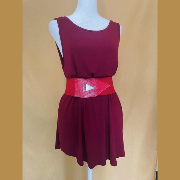 Old Navy Burgundy Maroon Sleeveless Tunic Top - Flowy Tank with Curved Hem L - Picture 1 of 4